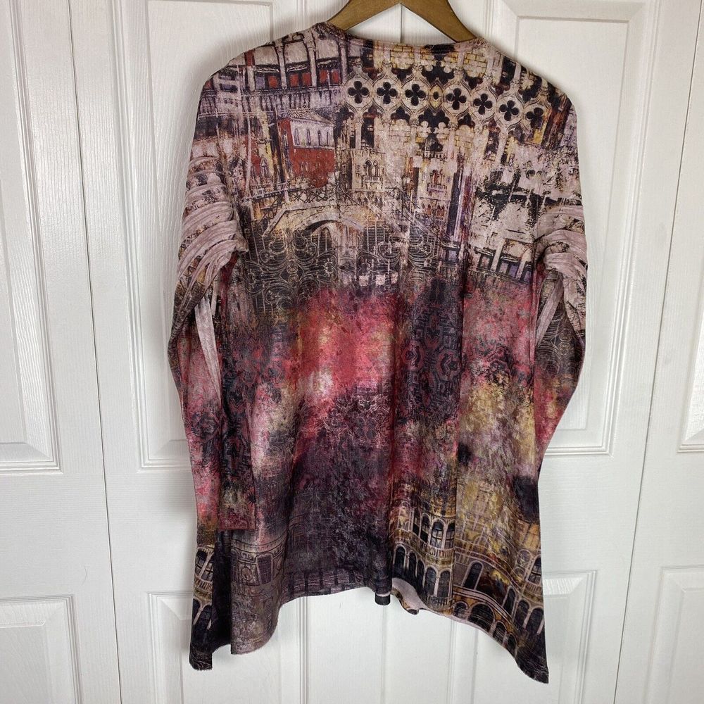 Jess & Jane S Velour Velvet Tunic Top Blouse Pink Abstract Art To Wear Artsy View 3